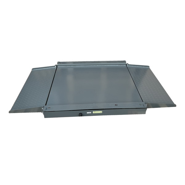 LESAK 4TU1212L-SP-DFWL, 300kg/100g, 1200x1200mm, lak (Lakovaná nájezdová váha se sníženou vážní plochou včetně indikátoru a dvěma nájezdy)