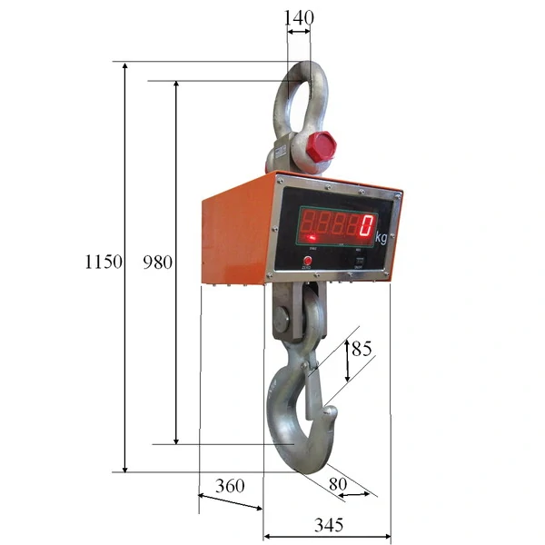 LESAK JEV, 30t/10kg (Závěsná/jeřábová váha s dálkovým ovládáním a svítícím LED displejem)