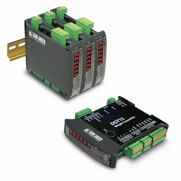 DINI ARGEO - DGT1SAN, indikátor hmotnosti s RS232/485, 2xOUT, 2xIN, analog OUT (Indikátor hmotnosti DINI ARGEO pro průmyslové aplikace, DIN lištu, RS232/485, 2x vstup, 2x výstup, analogový výstup)
