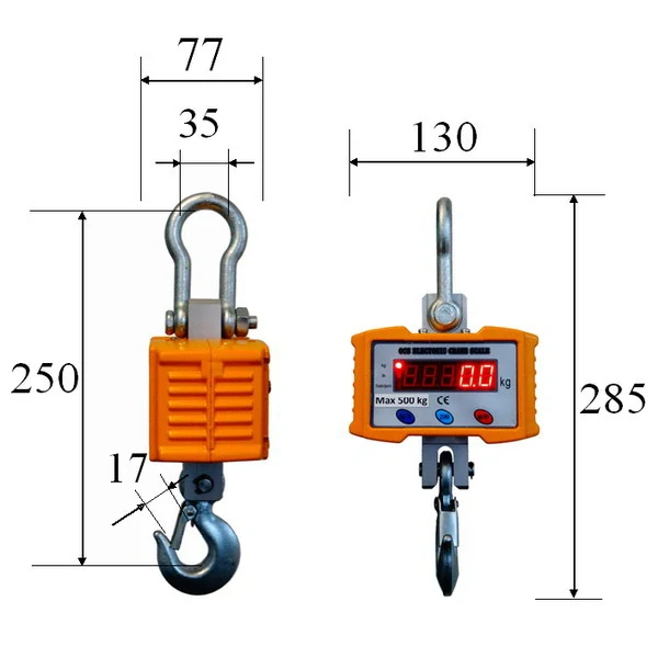 LESAK ZEV-500, 500kg/200g (Závěsná/jeřábová váha se svítícím LED displejem)