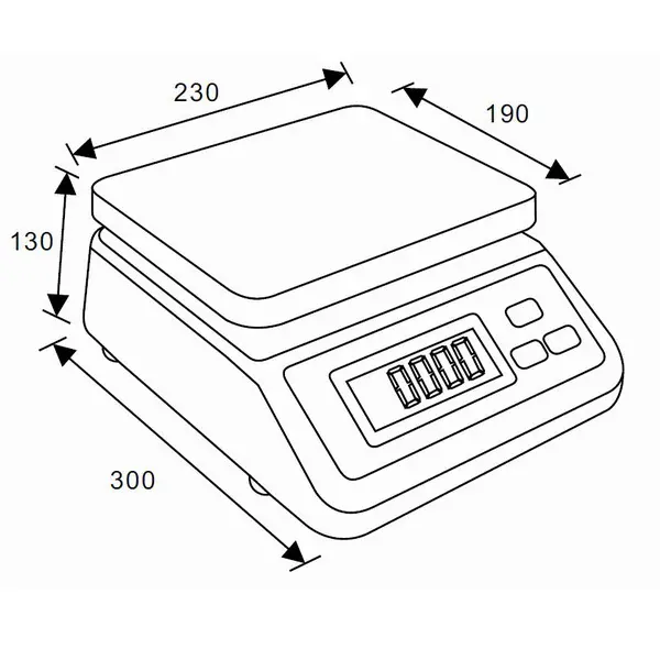 TSCALE S29B, 3;6kg/1;2g, 190x230mm (Gastro váha v krytí IP-67 určená do kuchyní, výroben a skladů)
