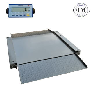 LESAK 4TU1212L-SP-DFWL, 600kg/200g, 1200x1200mm, lak (Lakovaná nájezdová váha se sníženou vážní plochou včetně indikátoru a dvěma nájezdy)